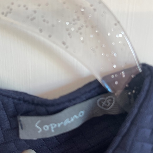 Blue Textured Sheath Mini Dress Fitted Sleeveless Career Preppy Chic Soprano - Picture 6 of 7